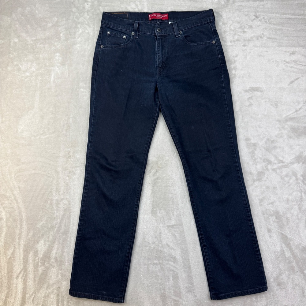 Vintage 2004 Levis 505 Nouveau Straight Jeans Womens 10 Black Stretch Dark Wash